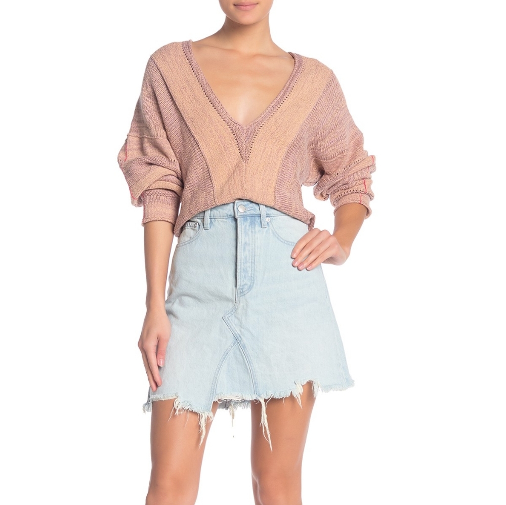 Sold - Free people raw hem denim skirt